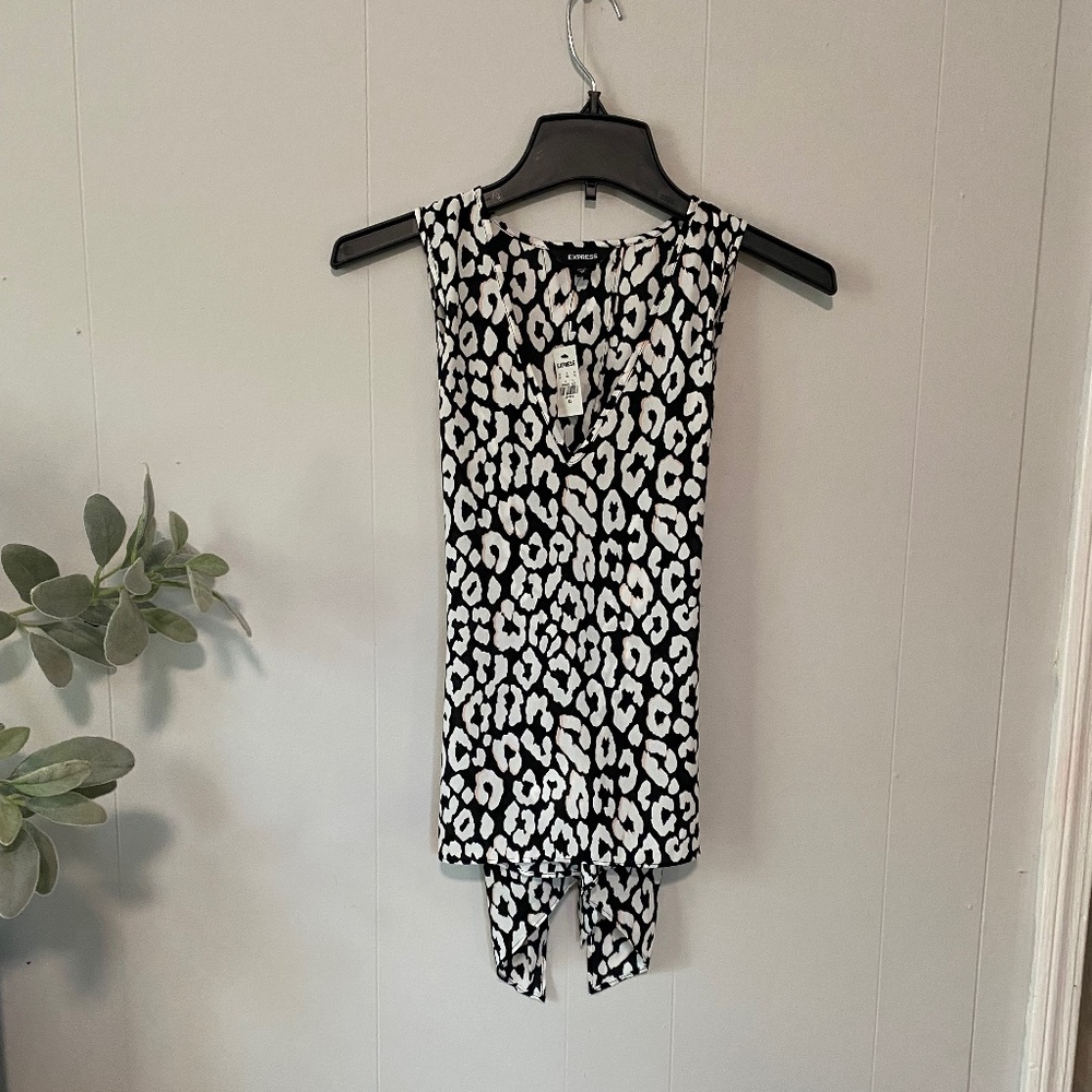 EXPRESS Tank Mixed Print Open-Tie Back